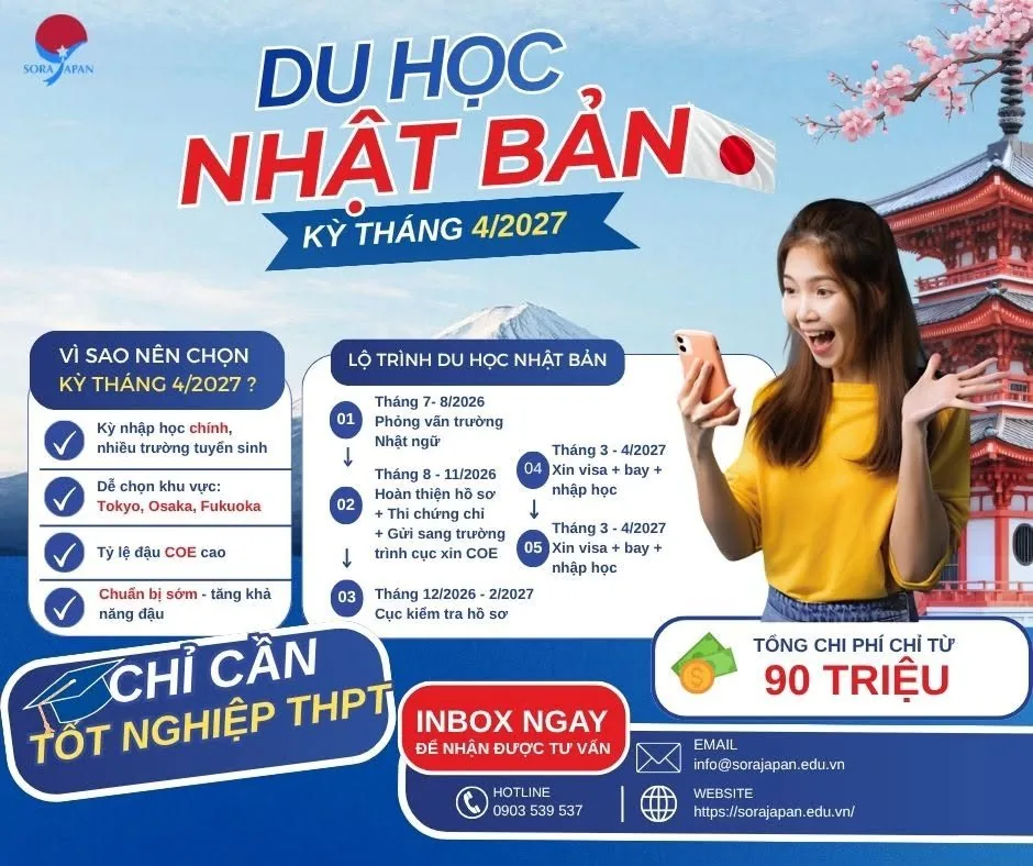 Du học Nhật Bản kỳ tháng 4/2027: Lộ trình chi tiết từ A-Z