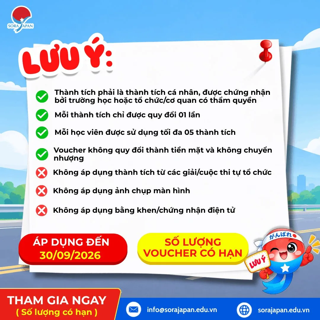 đổi thành tích nhận voucher khóa học N5 cấp tốc